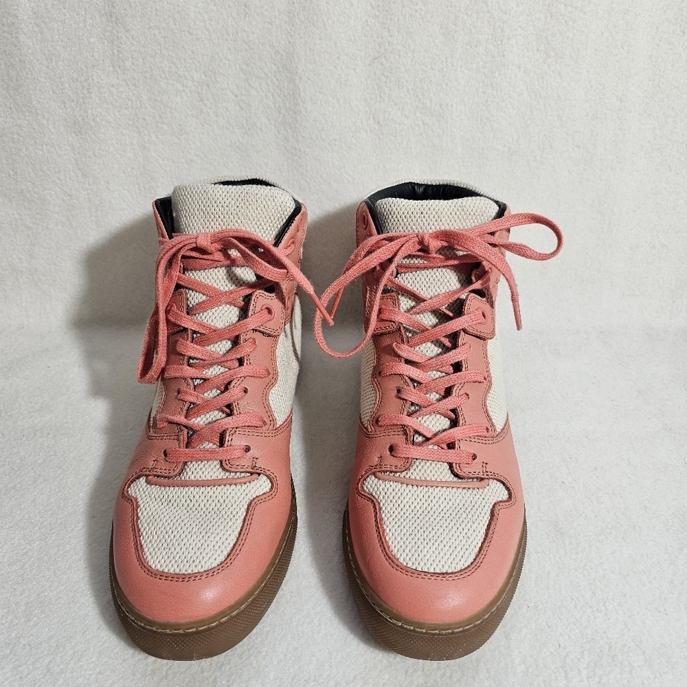 Balenciaga Tess Rose Blush Leather High Top Sneakers - Picture 3 of 8